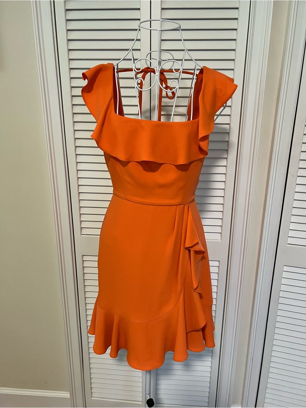 BCBGMaxAzria Orange Ruffle Mini Dress - Picture 2 of 5